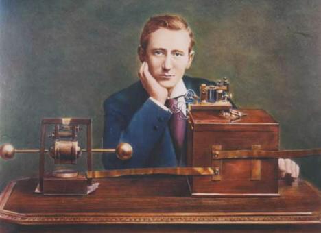 Marconi and his radio apparatus after arriving in England in 1896
