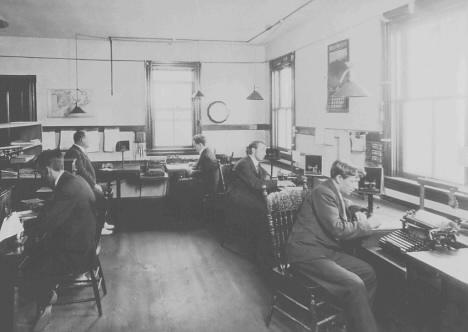The land lines room at the Louisbourg receiving station circa 1913